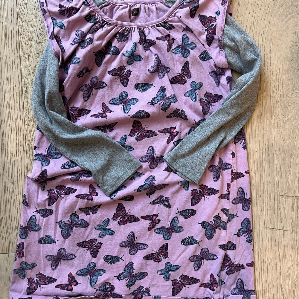 Tea Collection Bundle of SEVEN Girls Long Sleeve Dresses - Purple, Grey - Picture 4 of 9